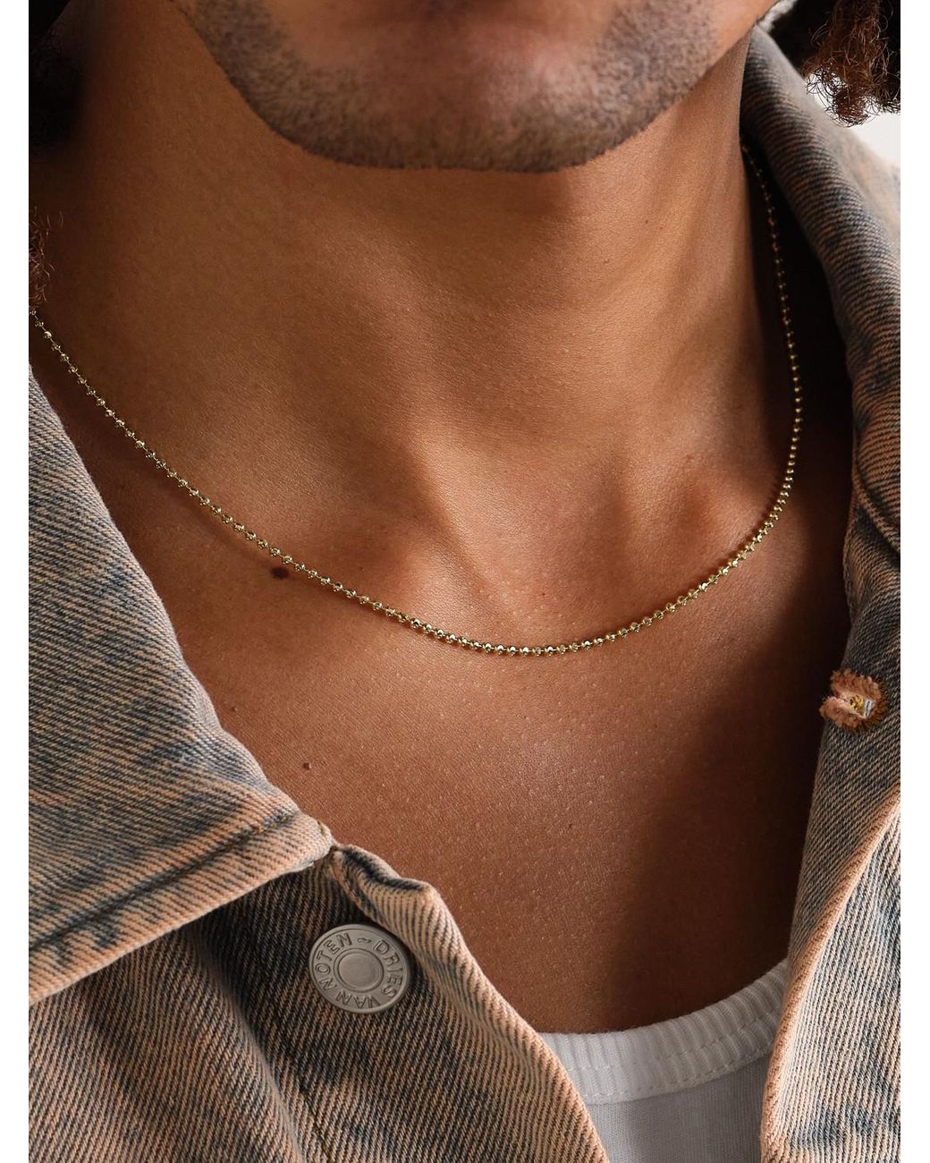 Alex Moss New York Black 18-Inch 14-Karat Ball Chain Necklace for men