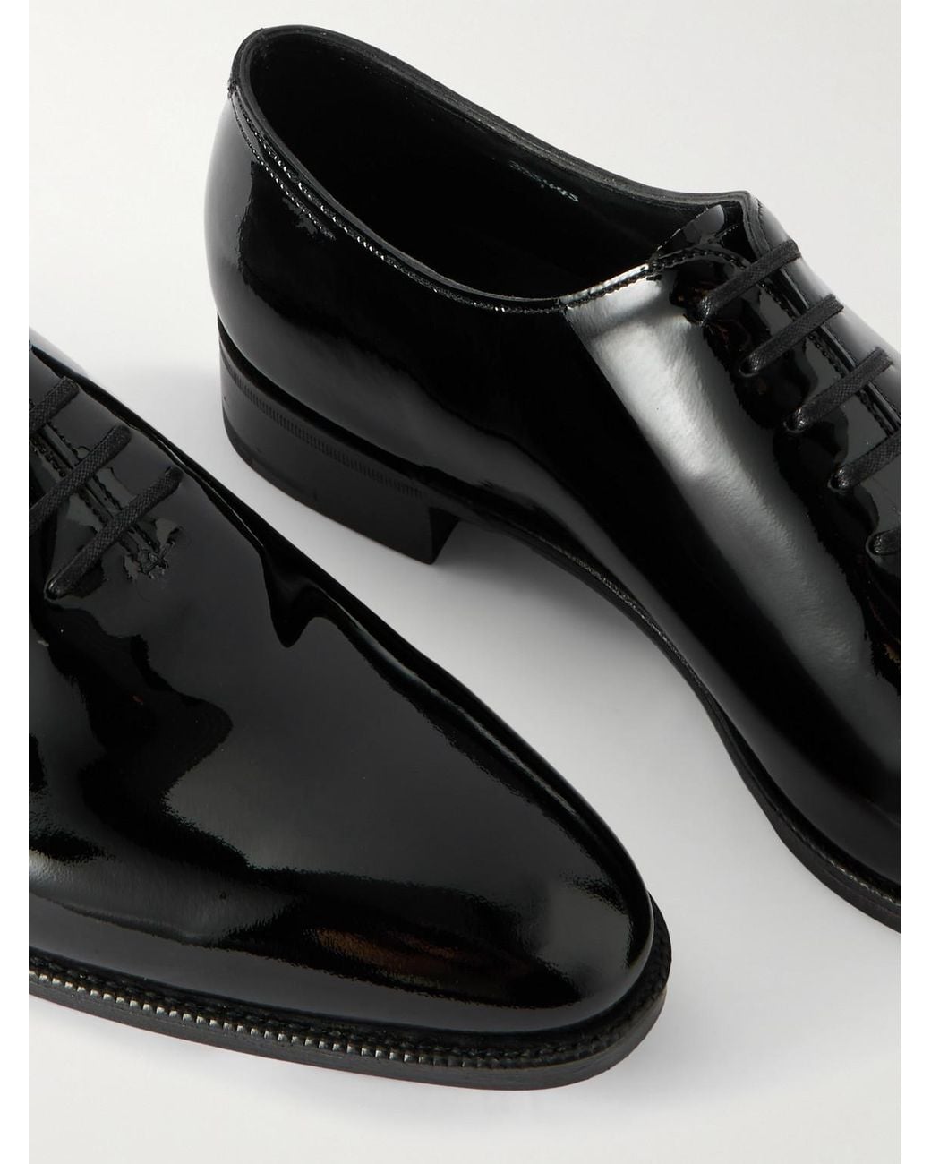 John Lobb Black Marldon Whole-Cut Patent-Leather Oxford Shoes for men