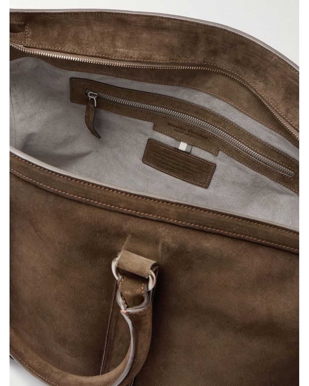 Officine Creative Brown Quentin 009 Airbrushed Suede Weekend Bag for men