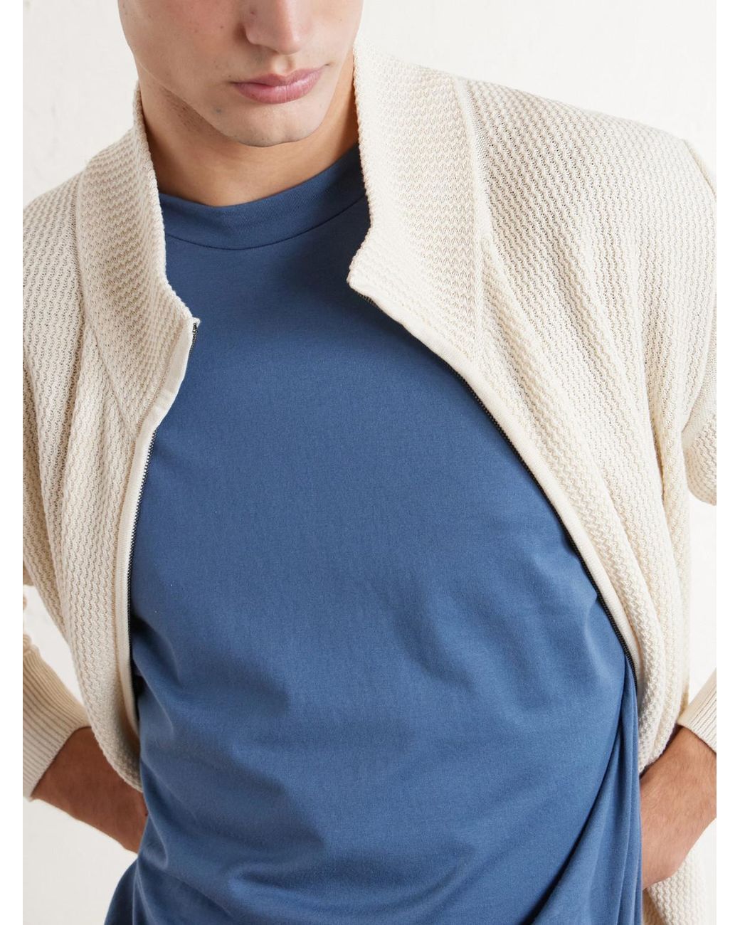 Brioni Blue Cotton-Jersey T-Shirt for men