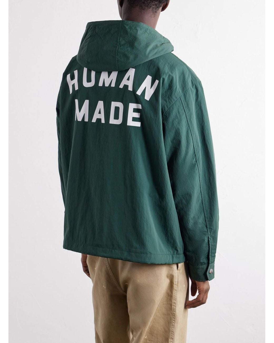 Human Made Green Multi-Zip Logo-Detailed Hooded Shell Jacket for men