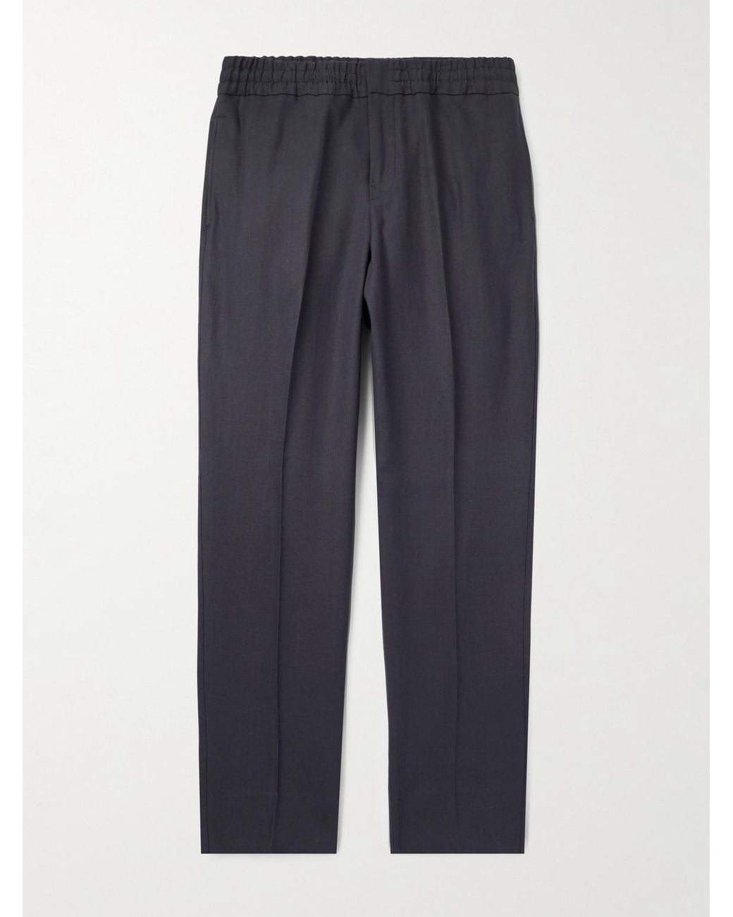 Zegna Blue Straight-leg Linen-twill Trousers for men