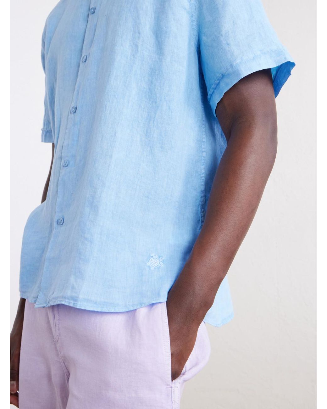 Vilebrequin Blue Linen Shirt for men