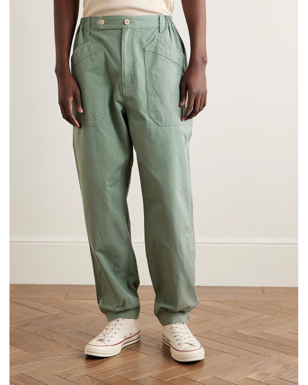Visvim Green Carrol Tapered Cotton-gabardine Cargo Pants for men