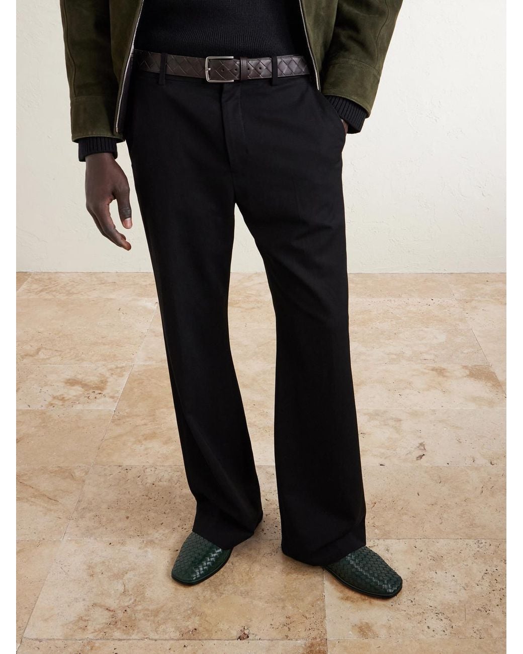 Bottega Veneta Green Palazzo Intrecciato Leather Loafers for men
