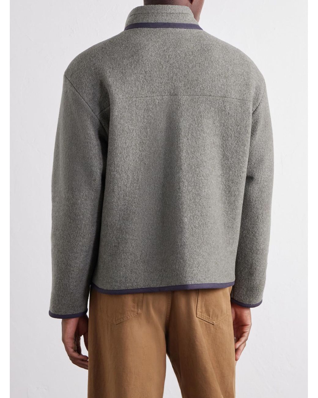 De Bonne Facture Gray Bookstore Cotton-Trimmed Virgin Wool Jacket for men