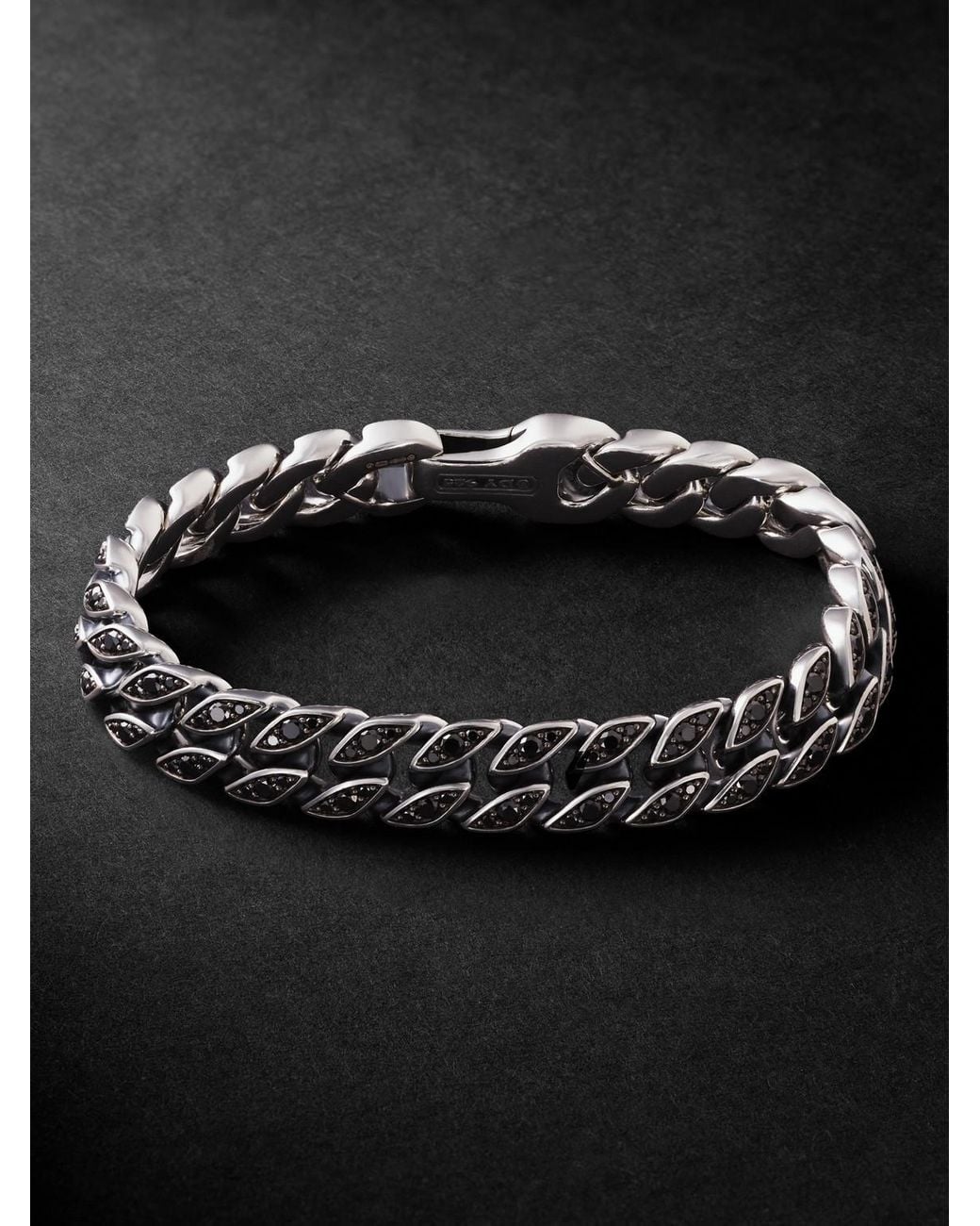 David Yurman Black Sterling Diamond Chain Bracelet for men