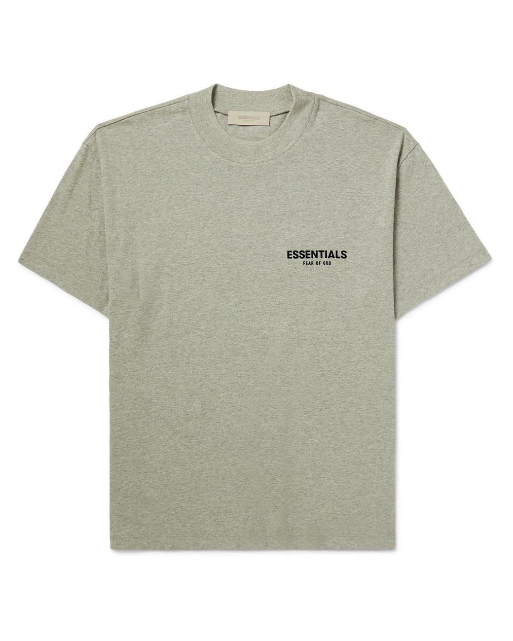 Fear of God ESSENTIALS Logoflocked Cottonjersey Tshirt in Green for