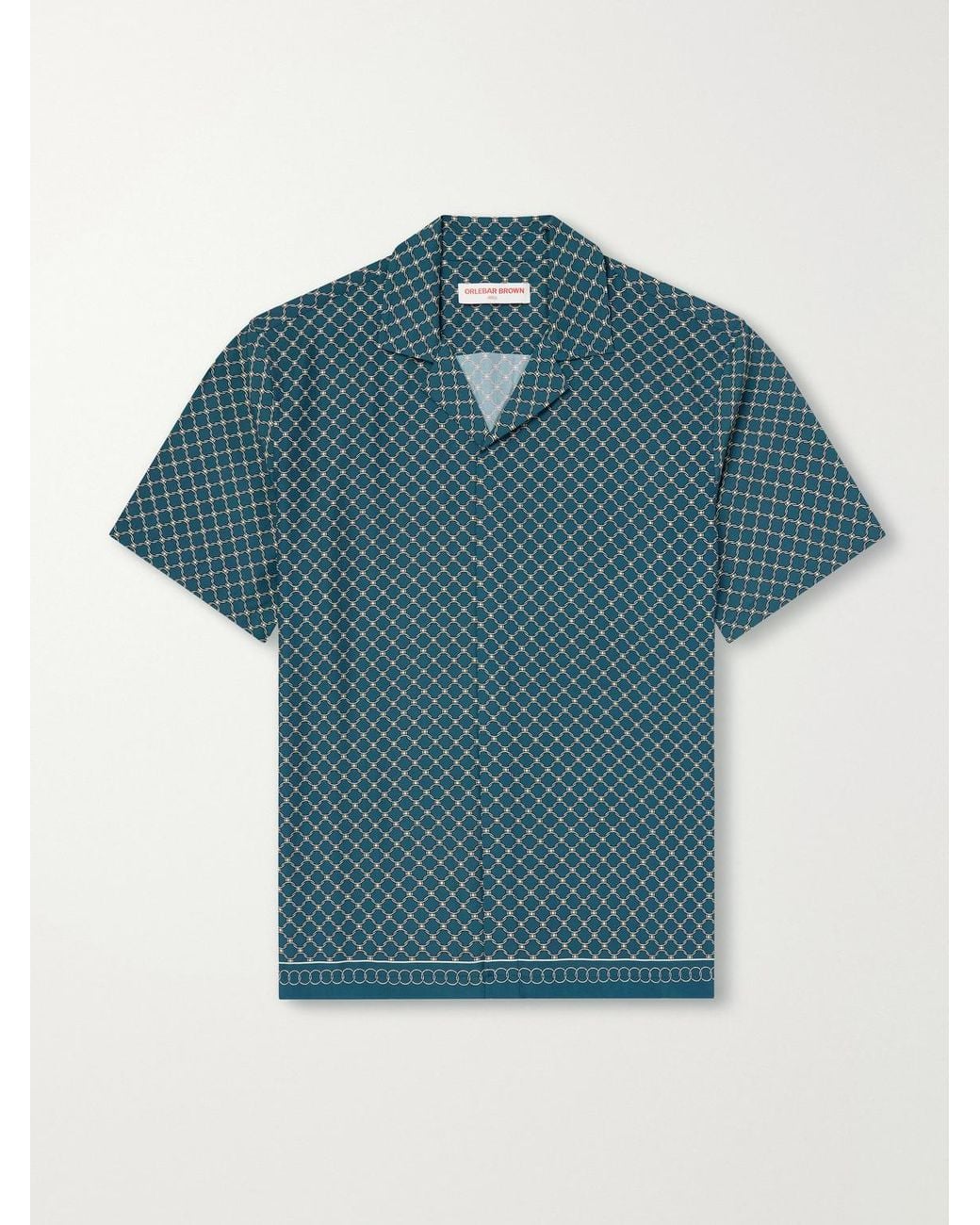 Orlebar Brown Blue Maitan Camp-Collar Printed Lyocell Shirt for men