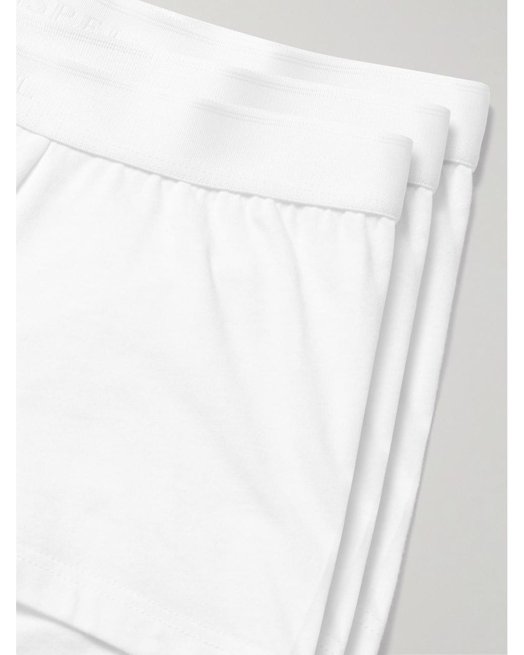 Sunspel White Three-Pack Stretch-Cotton Boxer Briefs for men