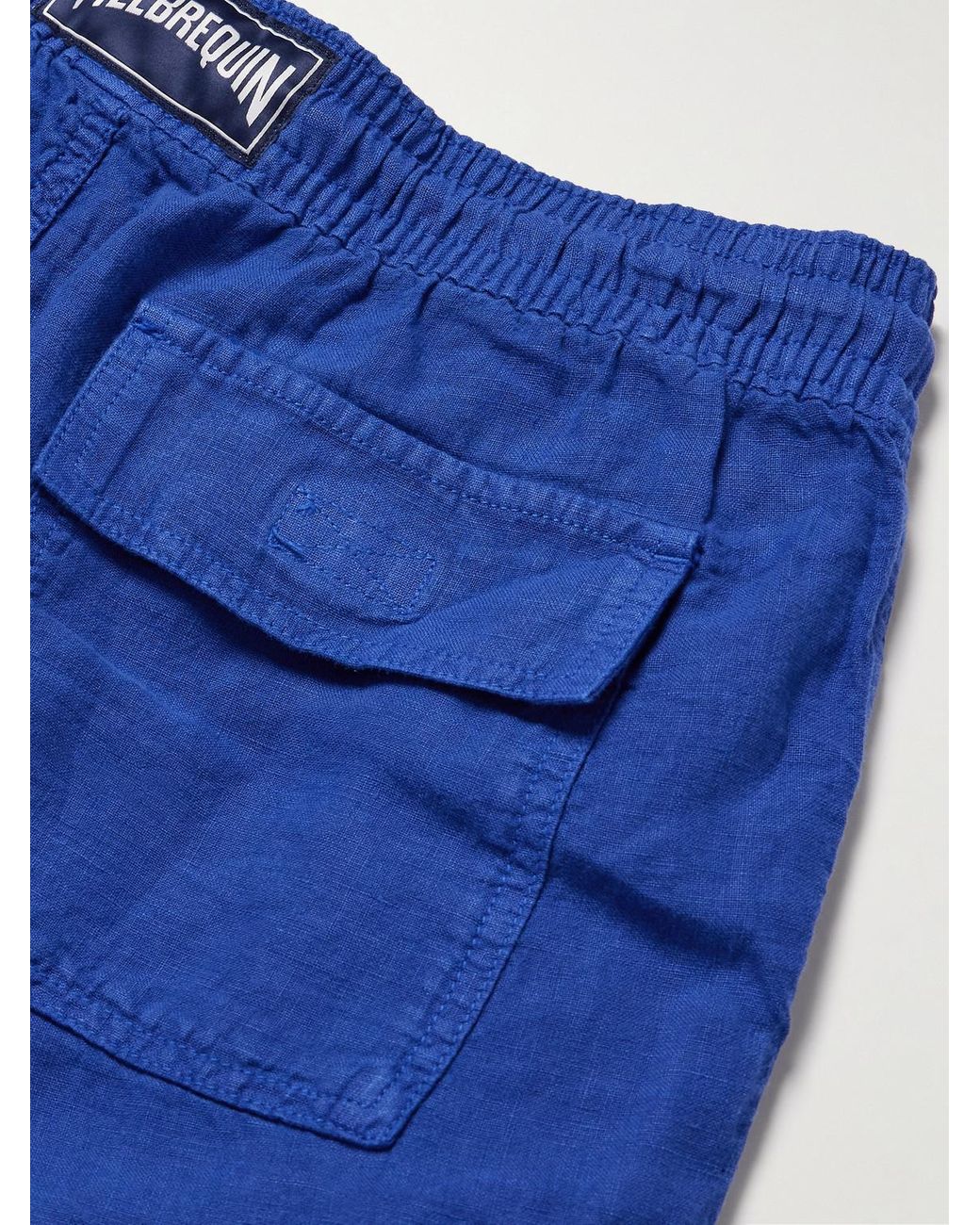 Vilebrequin Blue Straight-Leg Linen Drawstring Cargo Shorts for men