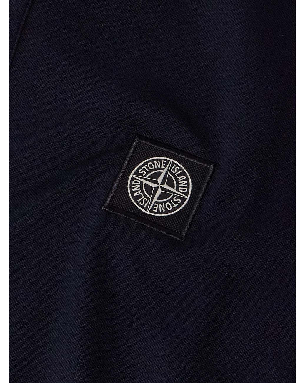 Stone Island Blue Organic Cotton-Blend Piqué Polo Shirt for men