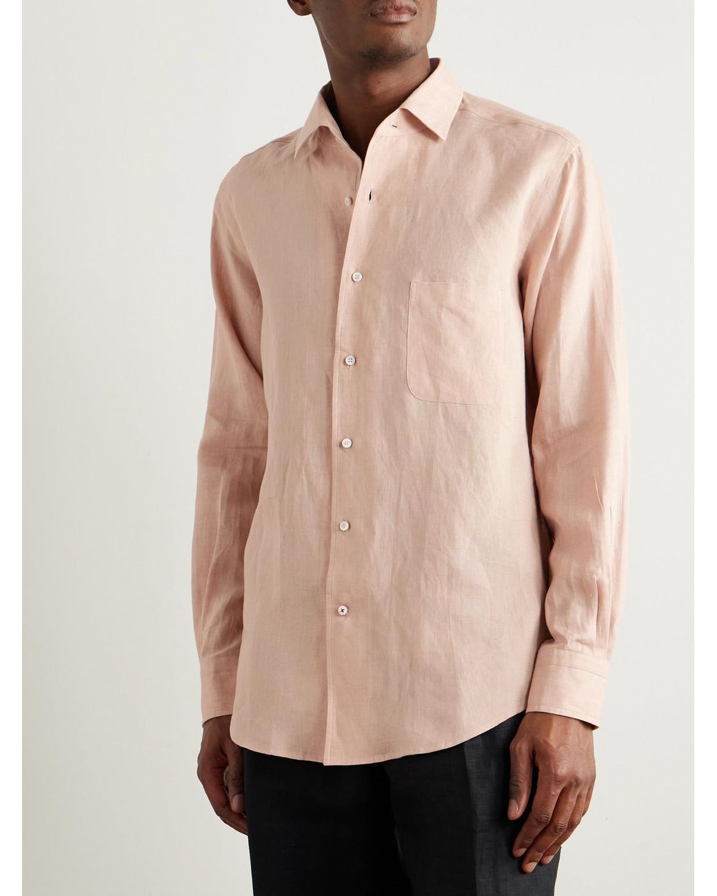 Loro Piana Pink André Linen Shirt for men