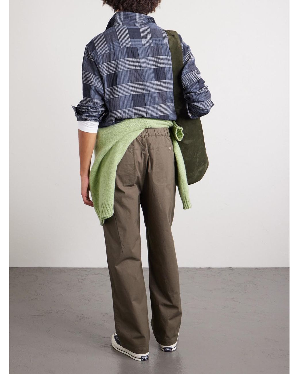 Folk Blue Patch Checked Cotton-Blend Shirt for men