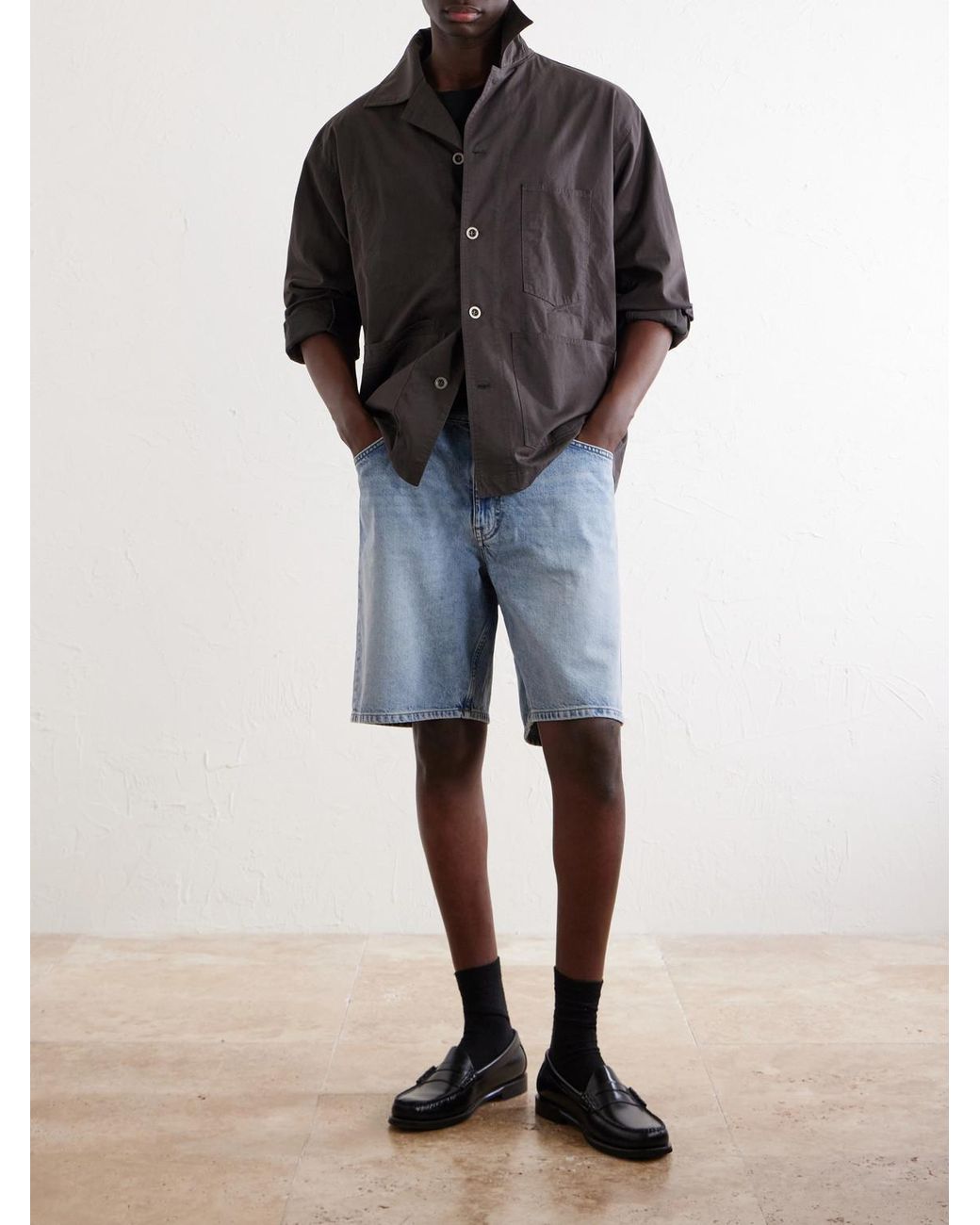 NN07 Blue Otis 1882 Straight-Leg Organic Denim Shorts for men
