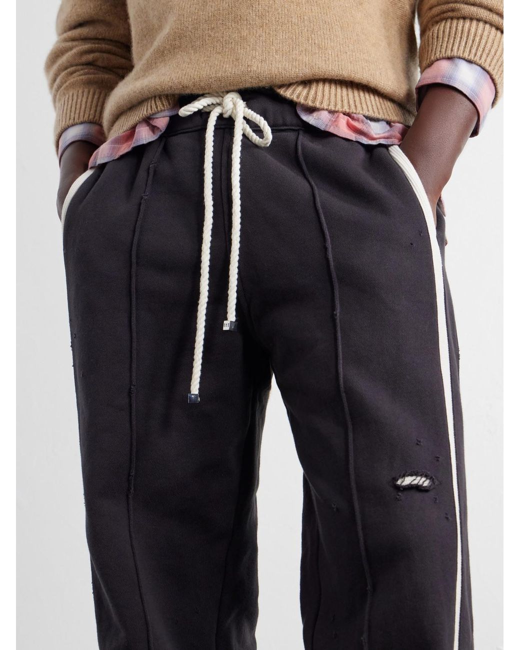 NAHMIAS Blue Repaired Wide-Leg Cotton-Jersey Drawstring Sweatpants for men