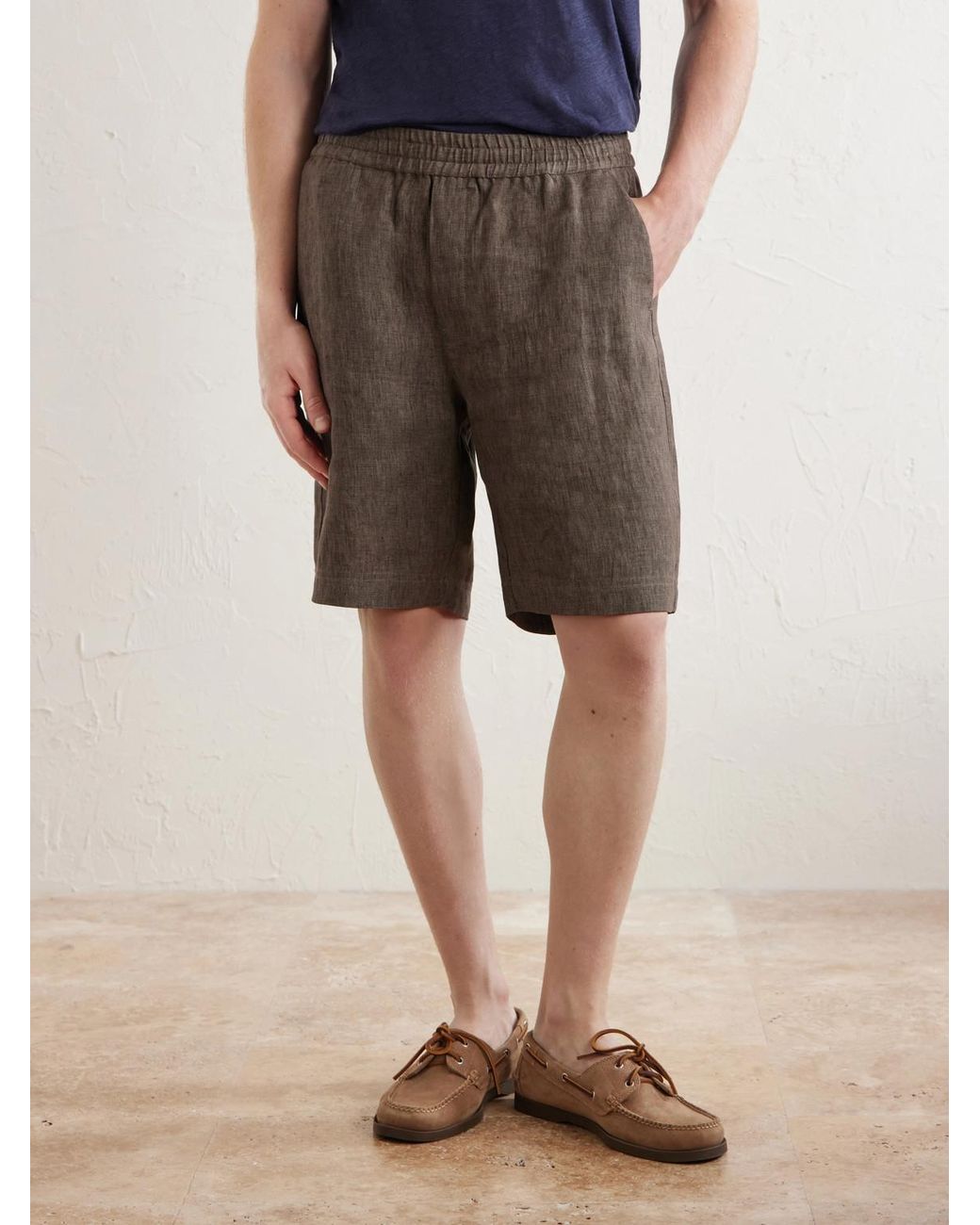 Sunspel Gray Straight-Leg Linen Shorts for men