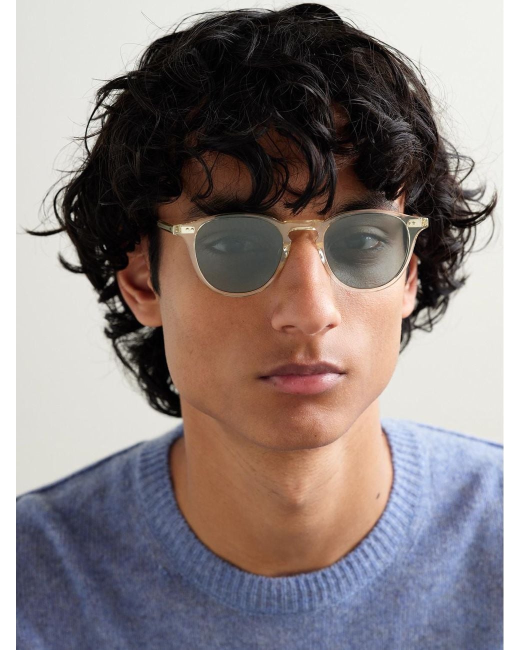 Garrett Leight Green Hampton Round-Frame Acetate Polarised Sunglasses for men