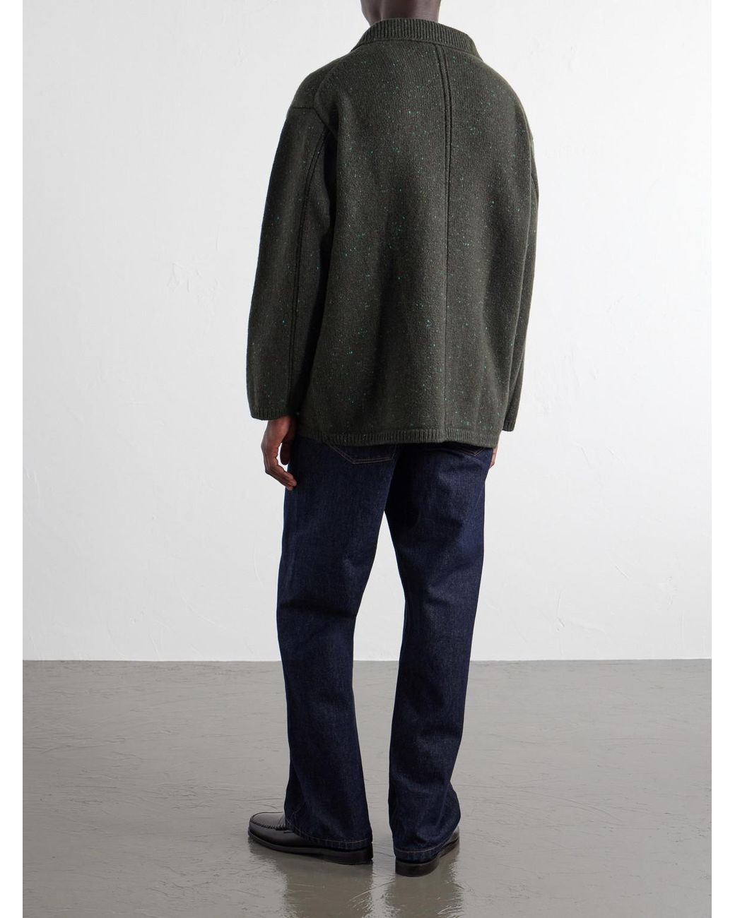 Inis Meáin Green Wool And Cashmere-Blend Cardigan for men