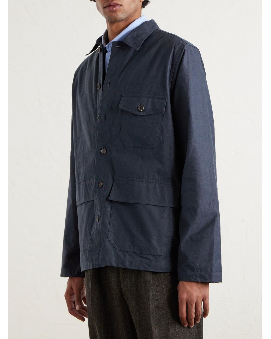 Drake's Blue Cotton Overshirt for men