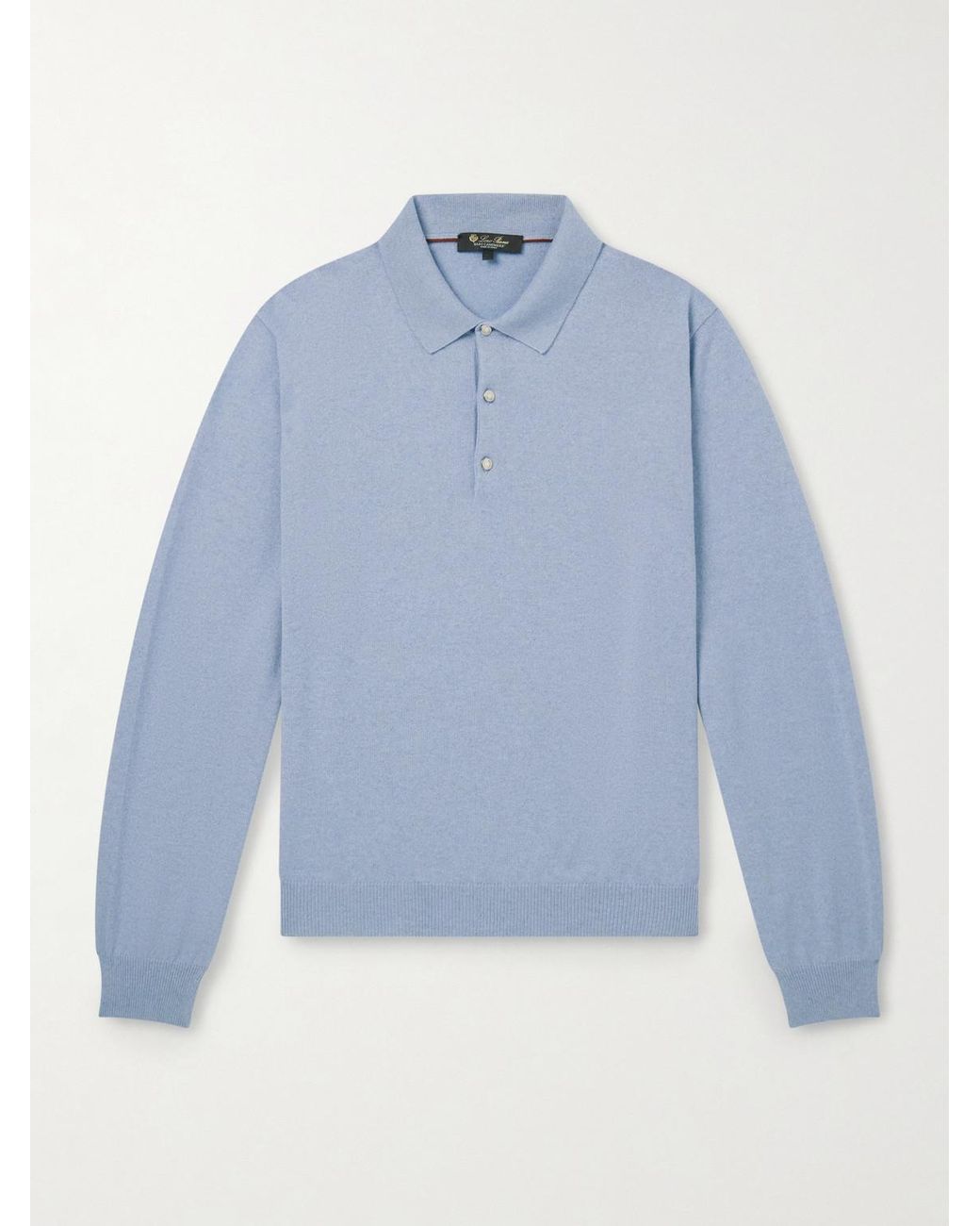 Loro Piana Blue Cashmere Polo Shirt for men