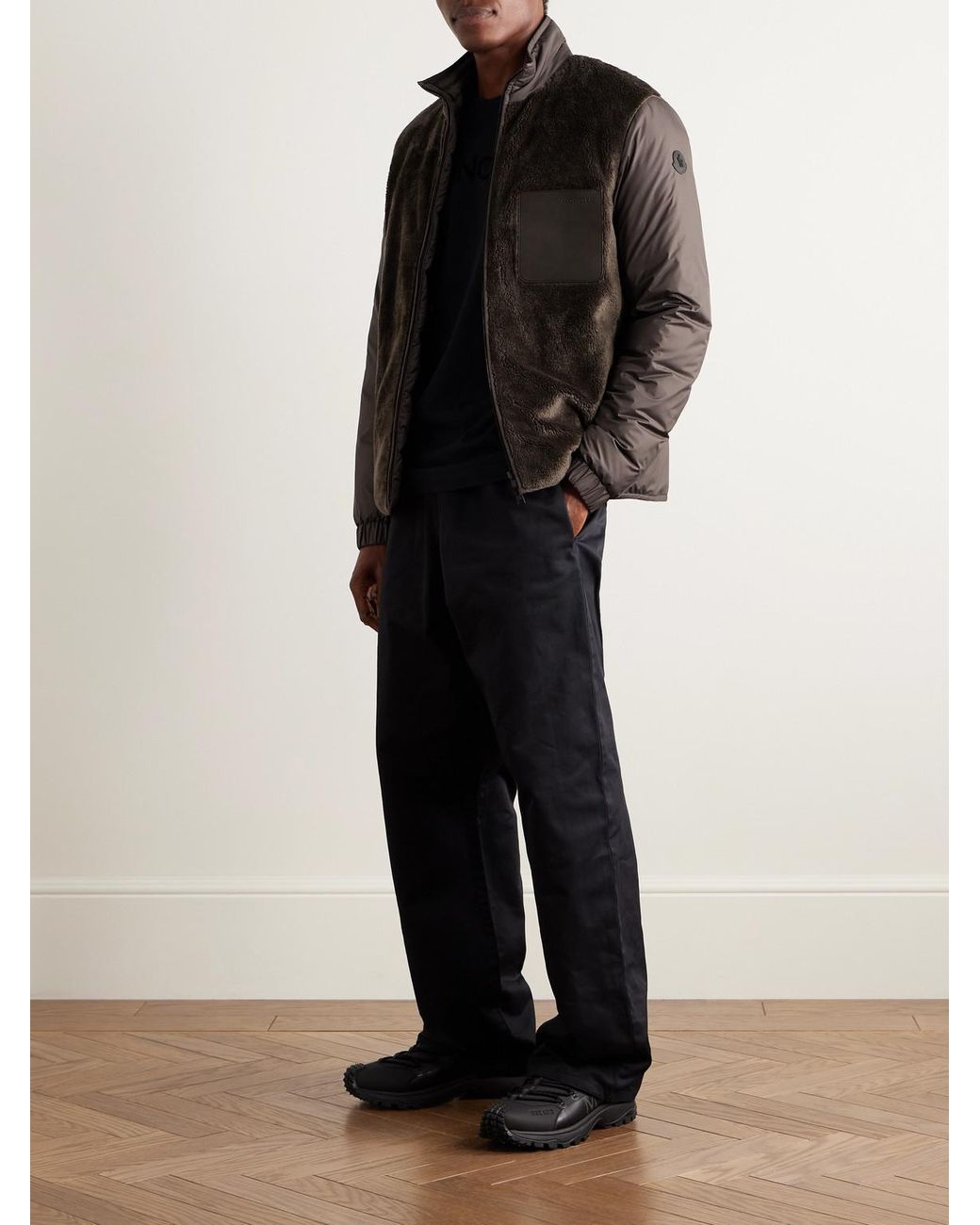 Moncler Black Livra Reversible Fleece And Nubuck-Trimmed Airsoft Down Jacket for men