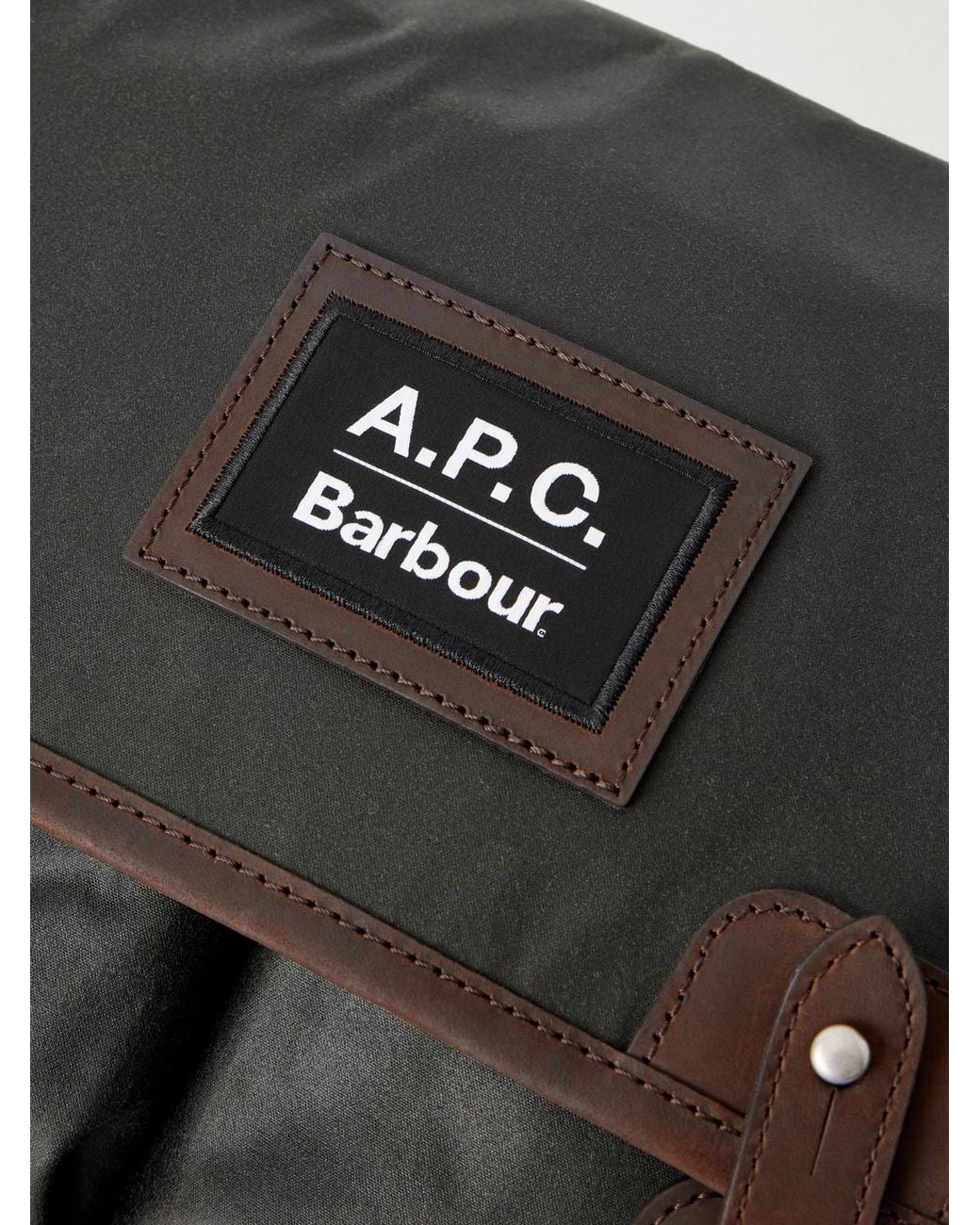 Barbour Black A.P.C. Leather-Trimmed Waxed Cotton-Canvas Messenger Bag for men