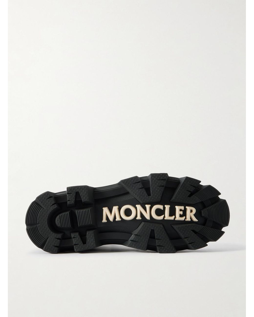 Moncler Black Peak Rubber-Trimmed Leather Hiking Boots for men
