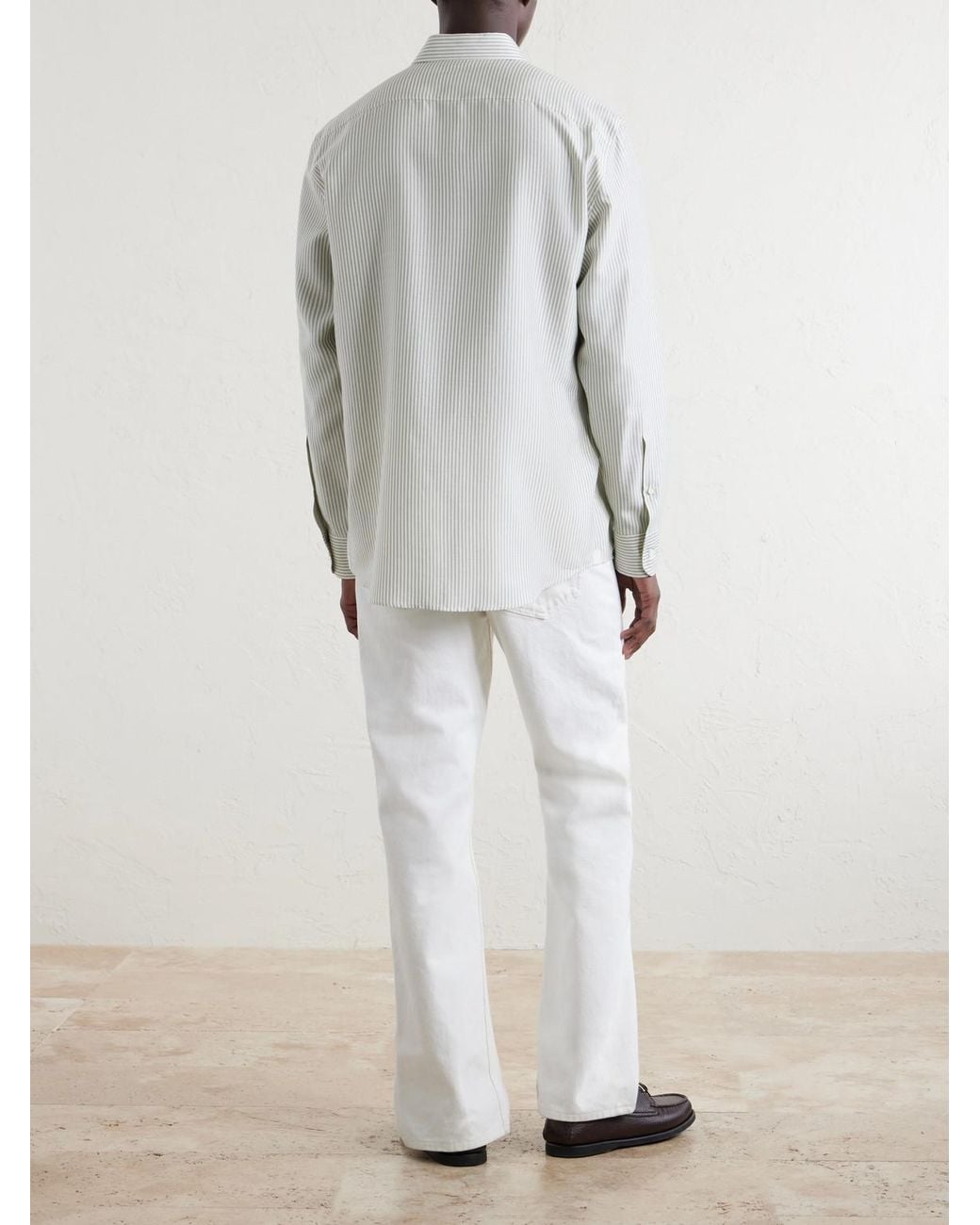 Zegna White Striped Silk Shirt for men