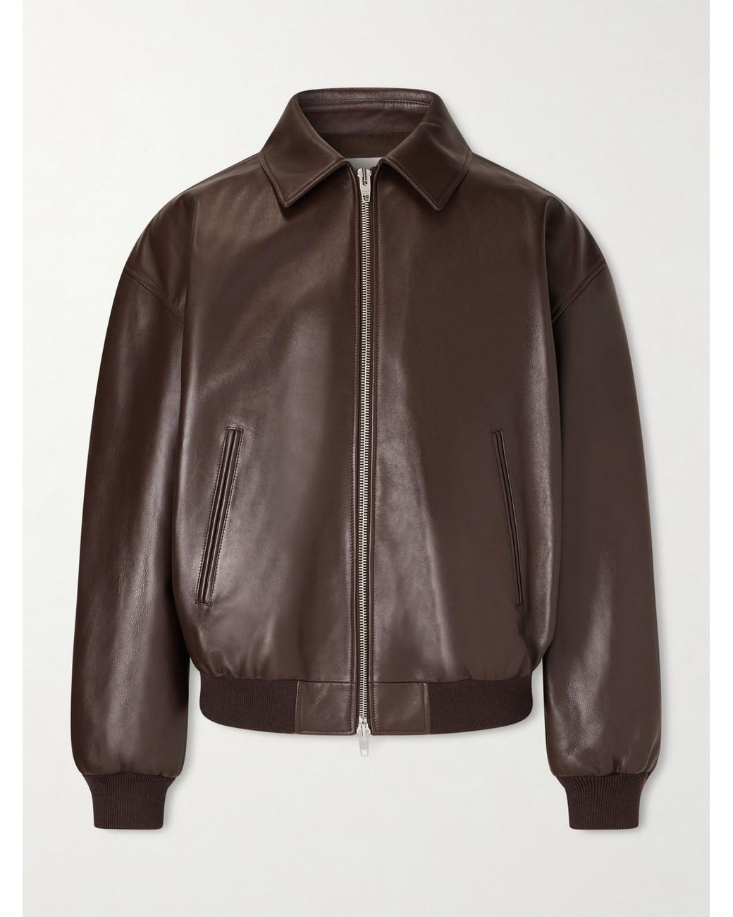 Leather Blouson Jacket di Céline in Brown da Uomo