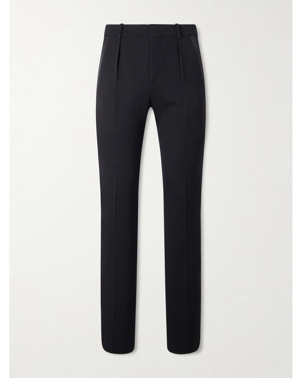 Saint Laurent Blue Slim-fit Satin-trimmed Grain De Poudre Wool Tuxedo Trousers for men