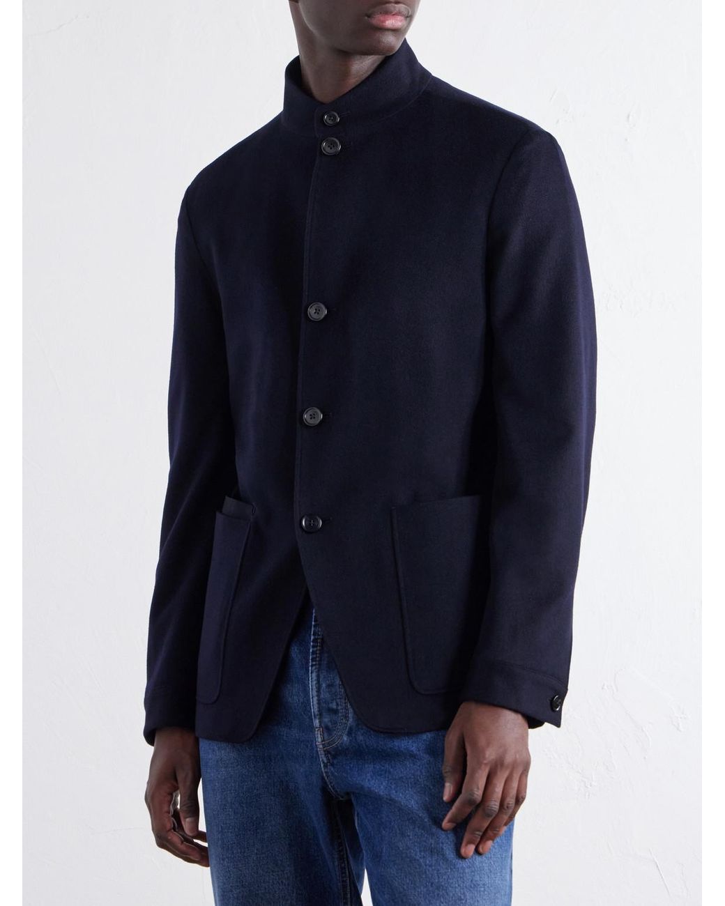 Zegna Blue Il Conte Cashmere Brushed Coat for men
