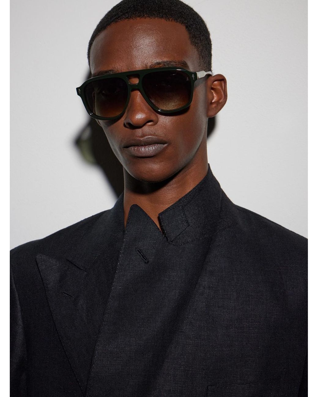 Jacques Marie Mage Black Leonard Double-Bridge Aviator-Style Acetate Sunglasses for men