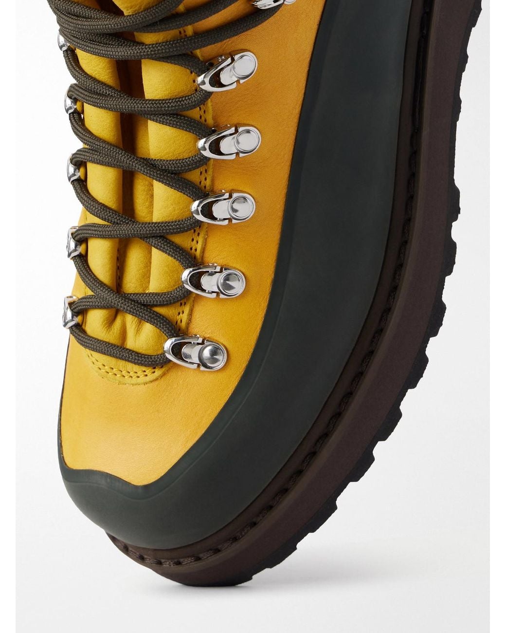 Diemme Yellow Roccia Vet Logo-Embossed Rubber-Trimmed Full-Grain Leather Hiking Boots for men
