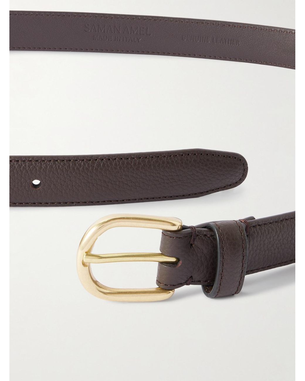 Cardon 2.5Cm Full-Grain Leather Belt di Saman Amel in Black da Uomo