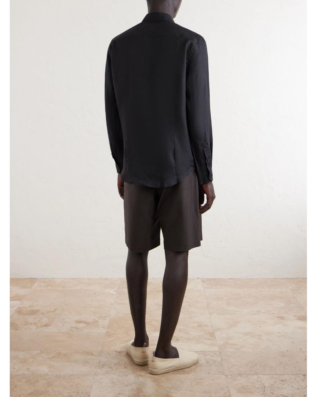 Orlebar Brown Blue Giles Linen Shirt for men