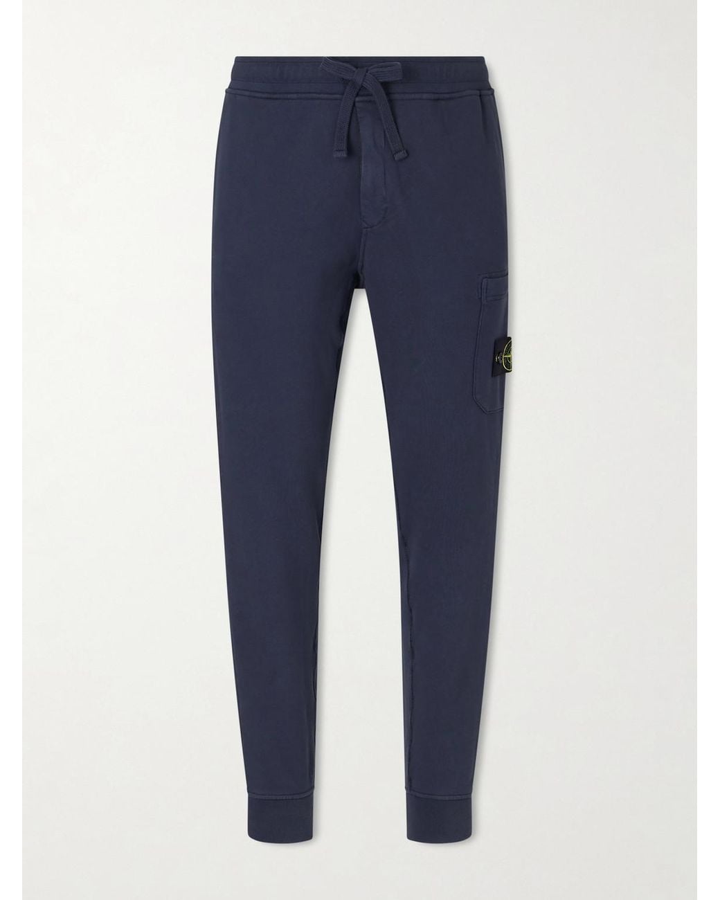 Stone Island Blue Tapered Organic Cotton-Jersey Sweatpants for men
