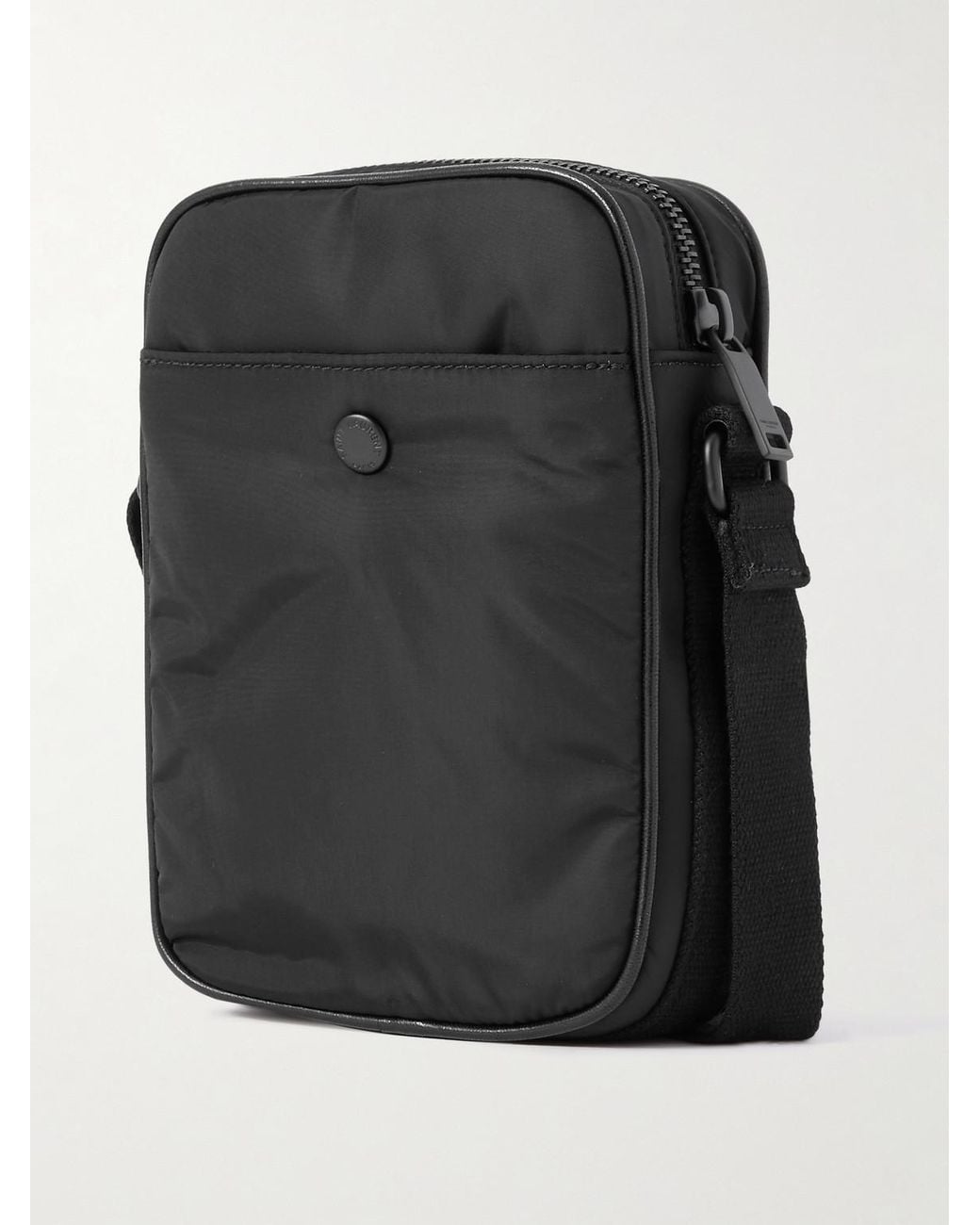 Saint Laurent Black City Mini Logo-Print Leather-Trimmed Shell Camera Bag for men