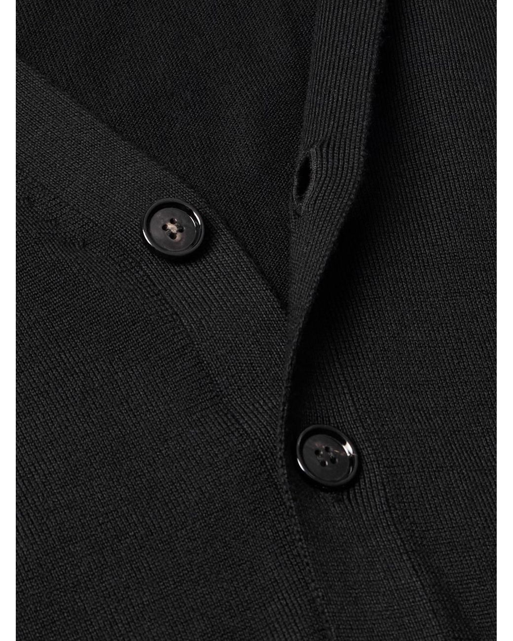 AMI Black Slim-Fit Logo-Embroidered Merino Wool Cardigan for men