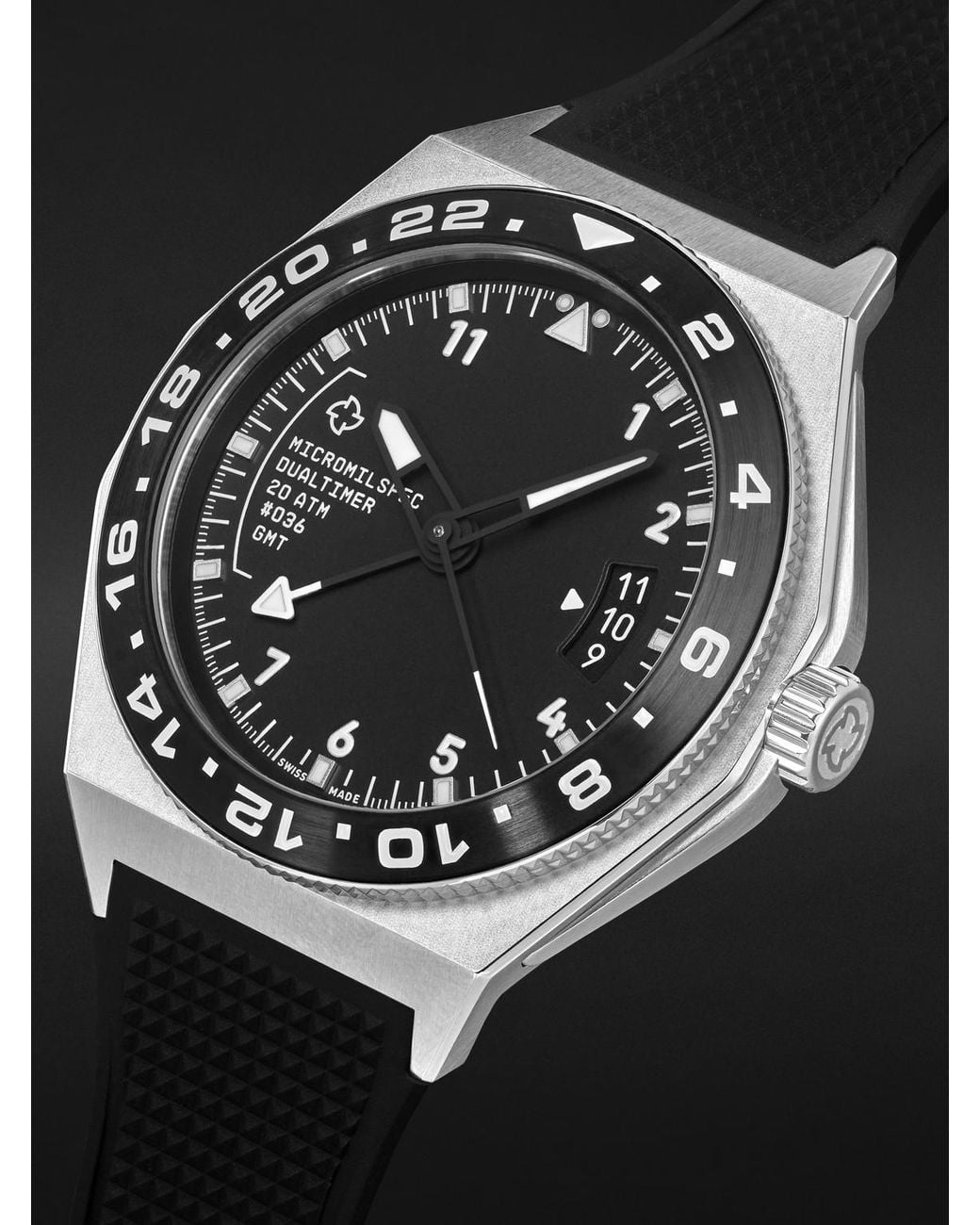 MICROMILSPEC Black Dual Timer Automatic 42Mm Stainless Steel Watch, Ref. No. Mic_272 for men