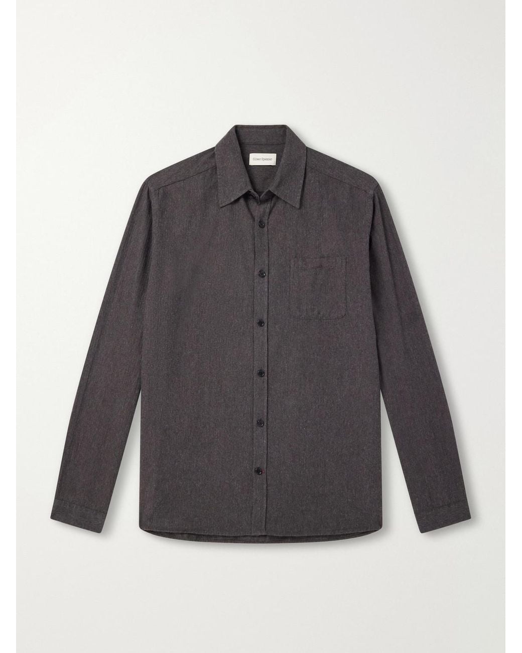 Oliver Spencer Gray Cotton-Flannel Shirt for men