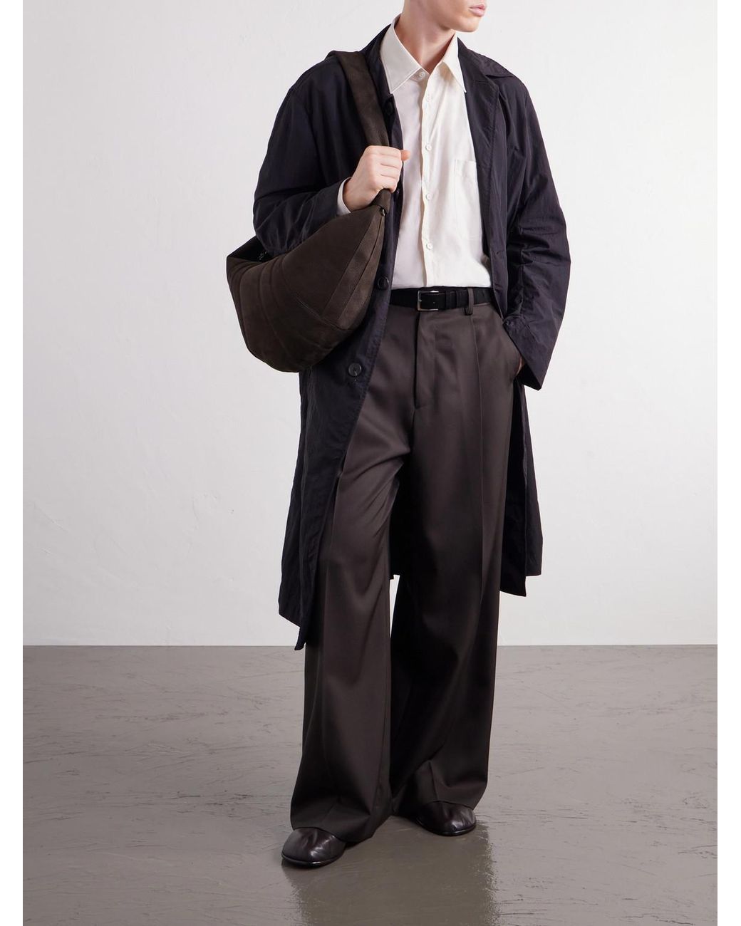 Lemaire White Croissant Nubuck Messenger Bag for men