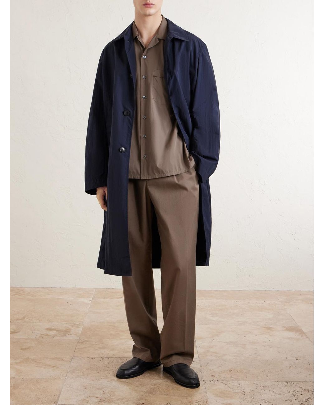 Canali Gray Camp-collar Cotton Shirt for men
