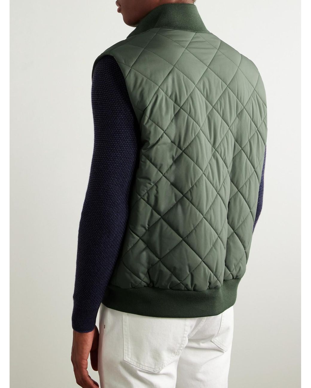 Loro Piana Green Ampay Quilted Windwish Gilet for men