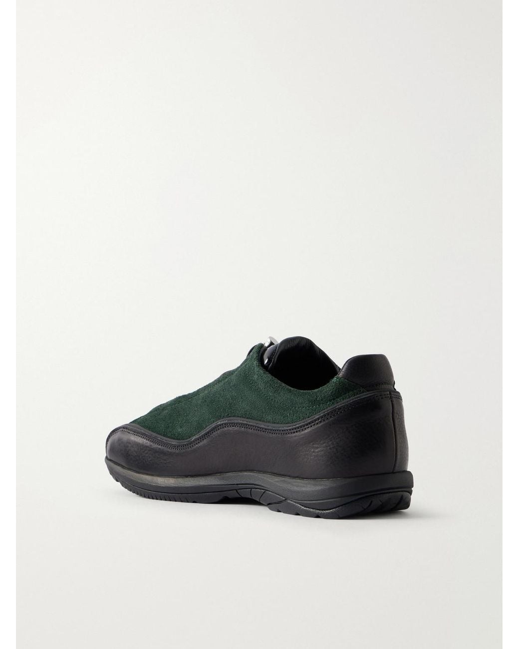 Diemme Black Licata Leather-Trimmed Suede Sneakers for men