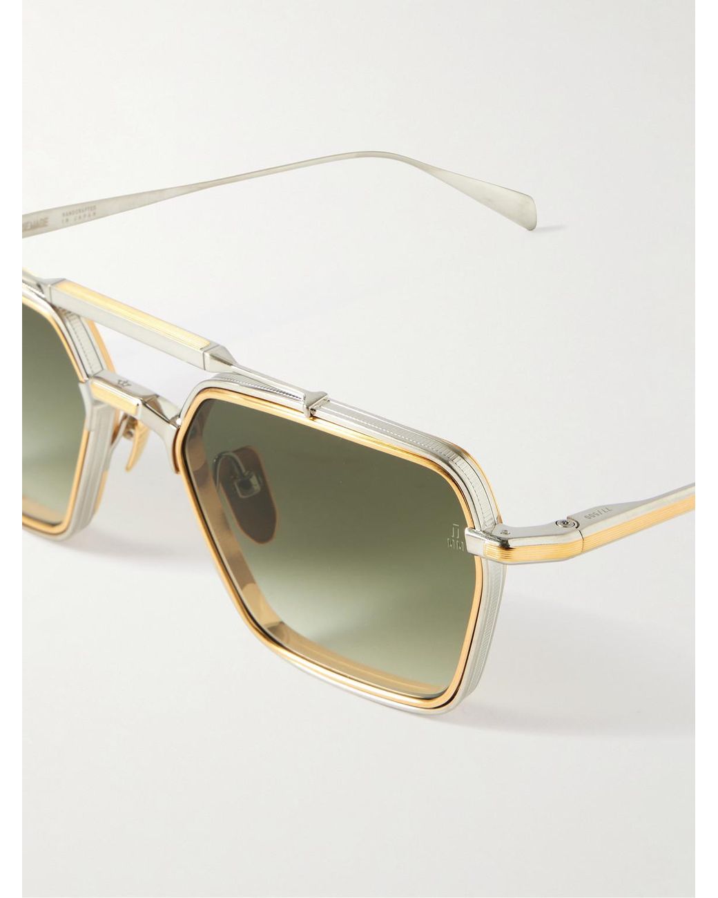 Jacques Marie Mage Green Commodore Double-Bridge Aviator-Style Two-Tone Beta Titanium Sunglasses for men