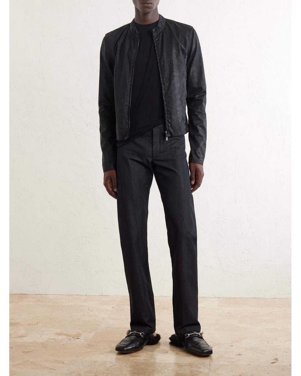 Gucci Black Snake-Effect Cotton-Blend Jacket for men