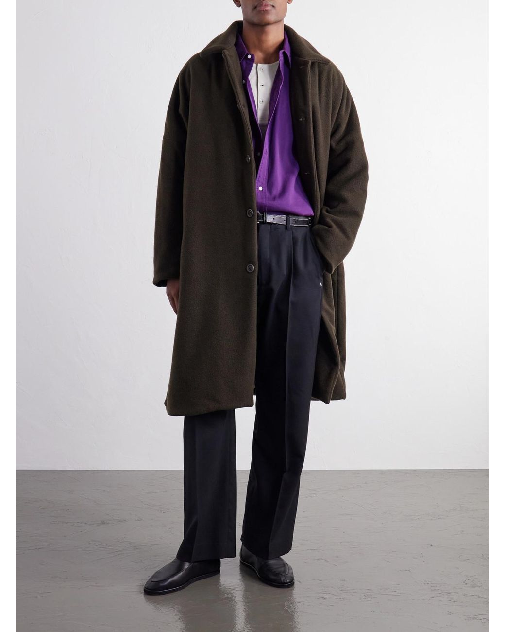 Casey Casey Brown Big Blobby Brushed Cashmere Coat for men