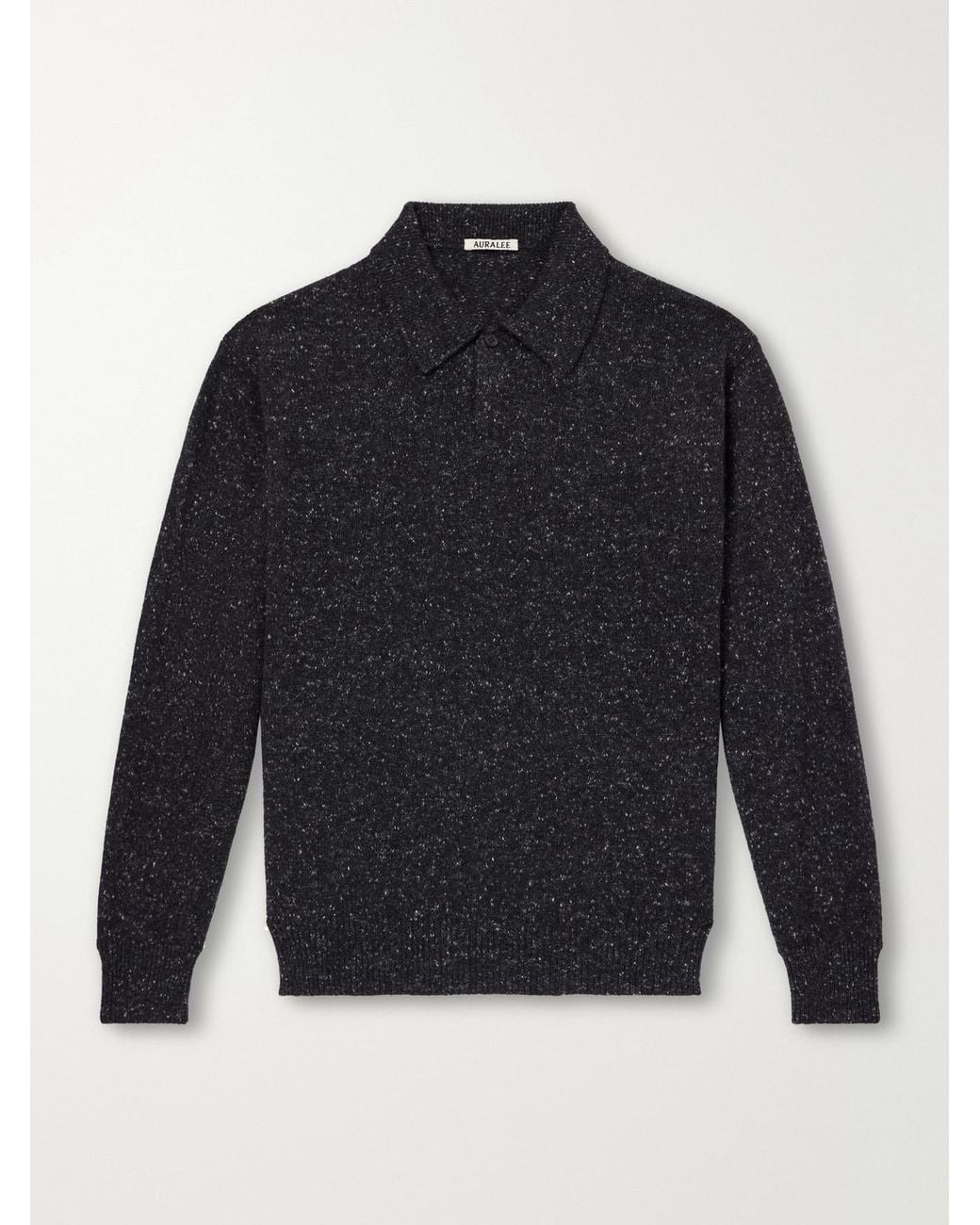 Auralee Blue Cashmere Polo Sweater for men