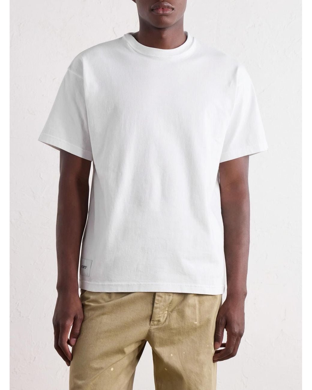 (w)taps White Sign-Yd Logo-Embroidered Cotton-Jersey T-Shirt for men